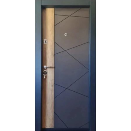 Usa metalica de Apartament THG 05 Gri Antracit cu Insertie de Stejar 88 cm
